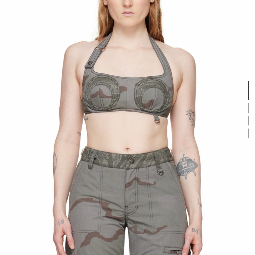 MARINE SERRE
Gray Regenerated Camo Bra
